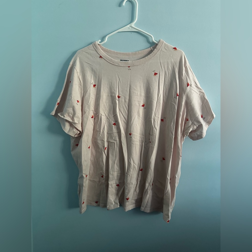 Old Navy Martini Glass T-shirt Pink Size 3X Plus